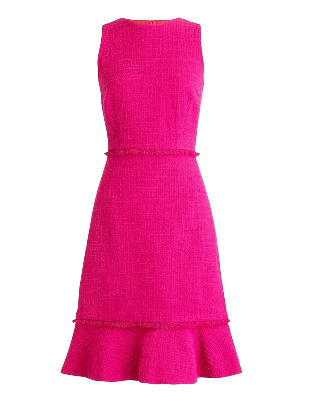 J.Crew Pink Tweed Fluted Hem A-Line Dress Size 0 Fringe